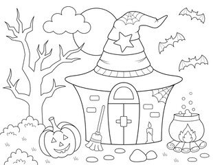 Sticker - halloween adult coloring page. easy to color design that you can print on standard 8.5x11 inch paper
