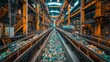 © chaisiri - Recycling plant with workers sorting materials and machines processing waste, representing green industry efforts.