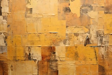 Wall Mural - Weathered Material Masterpiece Golden Palette Newspaper Painting