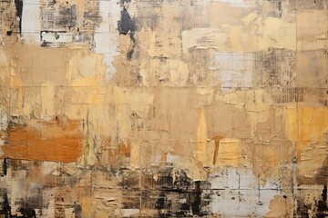Poster - Weathered Material Masterpiece Golden Palette Newspaper Painting