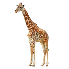 A giraffe standing on a white background