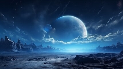 Wall Mural - alien space background moon clouds dreamy fantasy.