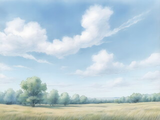 summer sky over meadow 