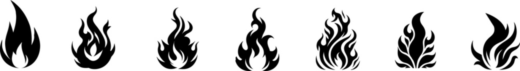 Wall Mural - Fire icon set. Fire flame vector collection .Flame of different shapes . Fire flame silhouette.