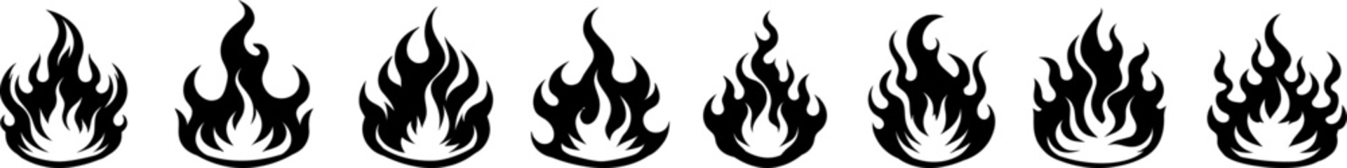 Wall Mural - Fire icon set. Fire flame vector collection .Flame of different shapes . Fire flame silhouette.