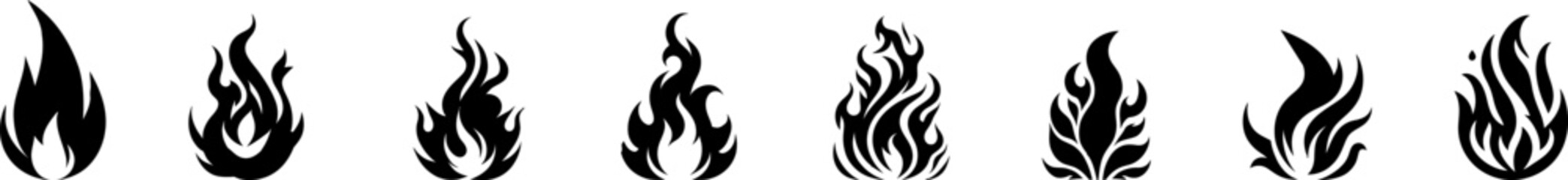 Wall Mural - Fire icon set. Fire flame vector collection .Flame of different shapes . Fire flame silhouette.