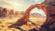 © Kaupe - A surreal desert landscape with a natural rock arch framing the distant horizon, Symbolizing strength and endurance