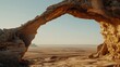 © Kaupe - A surreal desert landscape with a natural rock arch framing the distant horizon, Symbolizing strength and endurance