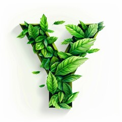 Sticker - The word Y made of leaves. Easy to remove background. Tropical leaves collection. 