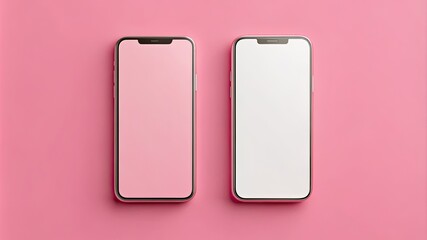 Two phones mockup template on a pink background