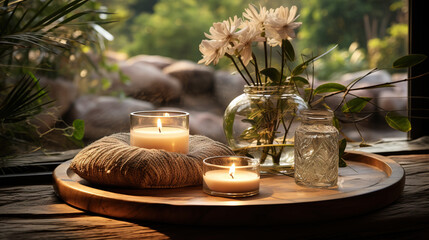 Relaxing Oasis with an Aroma Diffuser and Candle Tray for a Blissful and Wellness-Focused Atmosphere