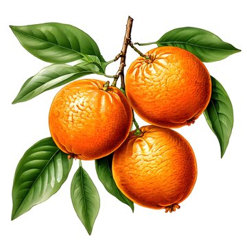 Mandarin isolated on white background, illustration