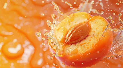 Poster - A pop art-inspired illustration of an apricot, its bold colors and exaggerated proportions capturing the essence of the fruit's juicy goodness, 