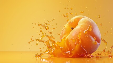 Poster - A pop art-inspired illustration of an apricot, its bold colors and exaggerated proportions capturing the essence of the fruit's juicy goodness, 