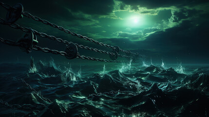 Wall Mural - Barbed wire, cool tide, background, luster, dark green, silver green 