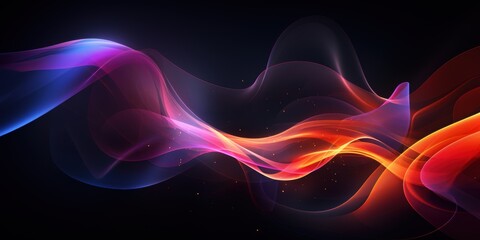 Wall Mural - abstract colorful wave lines on a dark background, depicting smooth and fluid motion with vibrant hu