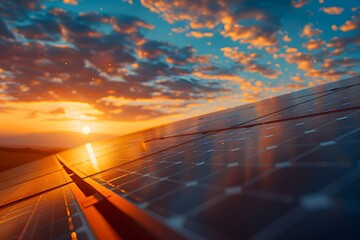 Wall Mural - A closeup of a solar panel, absorbing sunlight and generating clean energy, with the text Greenpeace Advocating for clean energy for a better tomorrow