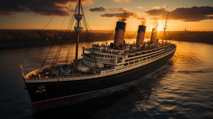 Wall Mural -  titanic at golden hour in the Atlantic Ocean