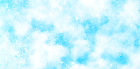 Wall Mural - abstract cloudy blue background with bokeh, beautiful blue watercolor background with glitter partic