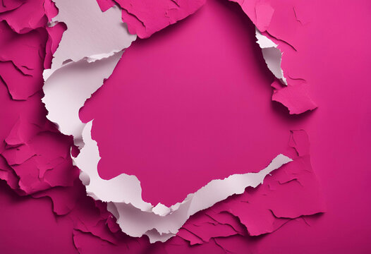 Ripped paper background in pink and maroon with space for text.