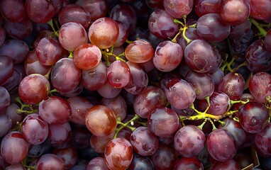 A closeup of fresh red grapes at the market, high resolution photography, stock photo style