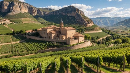 Wall Mural - Ancient Monastery Nestled in the Heart of a Picturesque Vineyard