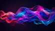 © Ikhou - Abstract colorful fluid shape on dark background, vector illustration design with glowing effect. 3d rendering of wavy multicolored ribbon or wave in motion