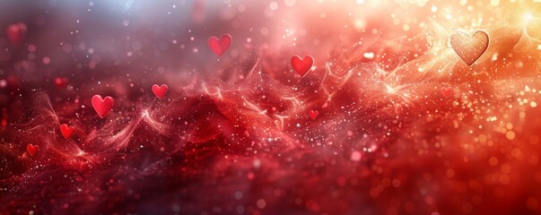 Wall Mural - romantic abstract valentine’s day background with red and white heart patterns