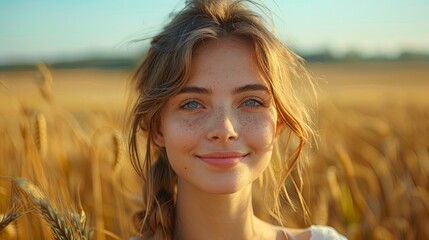 Canvas Print - young woman without makeup, she is happy.