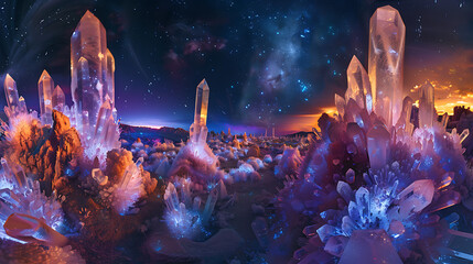 Wall Mural - A colorful space scene with a large rock formation in the foreground