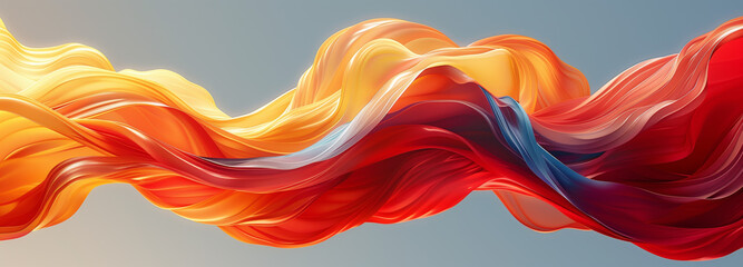 3D abstract colorful background, symphony of colors: a vivid fabric swirling through the air, curves and folds creating a dynamic and artistic display