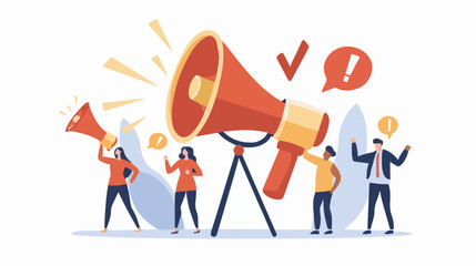 people announce advertising with megaphone vector illustration. awareness focus loud speaker man and
