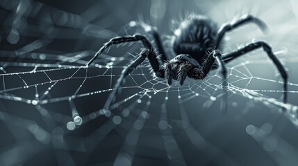 Black Spider on Halloween Web