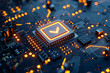 © Emanuel - Cybersecurity concept with secure connection checkmark, motherboard, and safety authentication network or AI regulation laws featuring login and verified credentials