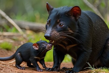 Wall Mural - Tasmanian devil and baby 