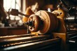 © pueb - Detailed close-up of vintage metalworking lathe machinery from the 1980s