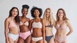 © Daria Lukoiko - Multi-ethnic group of beautiful women posing in underwear in a beauty studio - Multicultural fashion models showing their beautiful bodies as they are, concepts about beauty, acceptance and diversity
