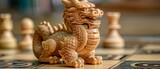 An economy-themed dragon chess piece illustrates China's business tech concept
