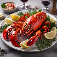 lobster on a white plate