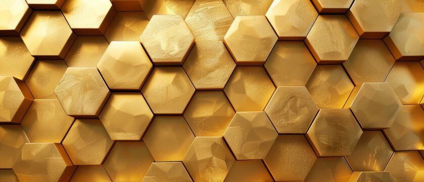 An elegant geometric pattern in gold with hexagonal elements. This is a Japanese template that is modern in style.