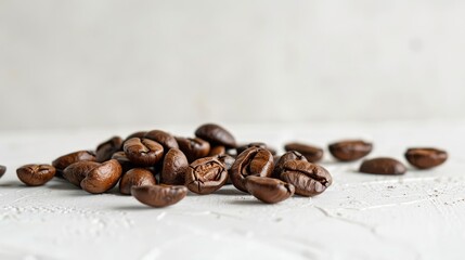 Wall Mural - Coffee Beans on a white surface