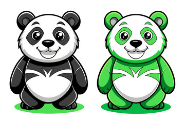 Wall Mural - panda different style vector illustration line art