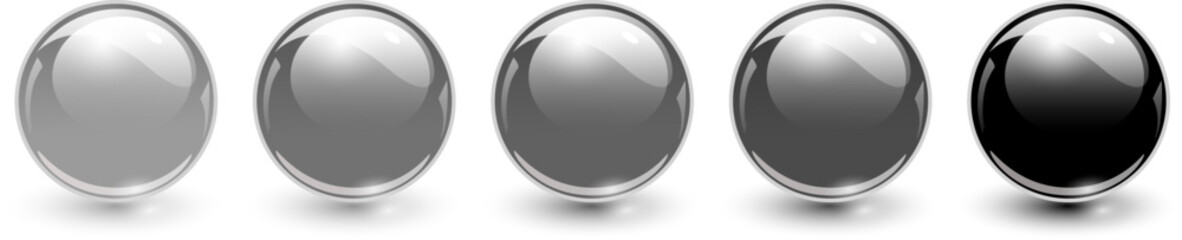Aufkleber - Glass balls gray and black, 3D shiny spheres collection.