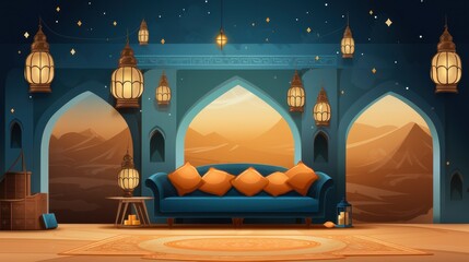 Wall Mural - Eid celebrations room background