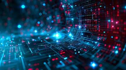 Wall Mural - digital abstract background for technological operations, neural networks, ai, data transmission and