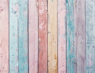 Wall Mural - Colorful pastel soft-toned wood banner background with old wooden planks.