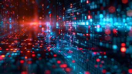 Wall Mural - digital abstract background for technological operations, neural networks, ai, data transmission and