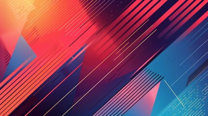 Wall Mural - Bold gradient geometric background with diagonal lines and polygons, featuring a blank area for text at the bottom