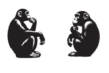 Wall Mural -  Chimpanzee silhouette vector illustration