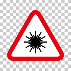 Wall Mural - Laser radiation danger label icon, safety protection information symbol vector illustration